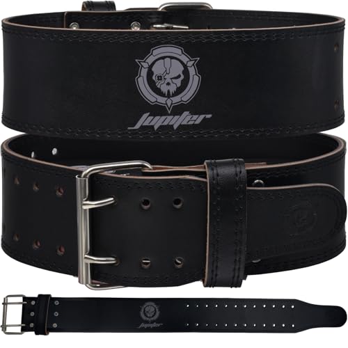Weight lifting Belt (6mm Thick) - Genuine leather, offering back support. Double-pronged buckle, ideal for weightlifting, powerlifting, squats and deadlifts - color: Black, size: X-Large