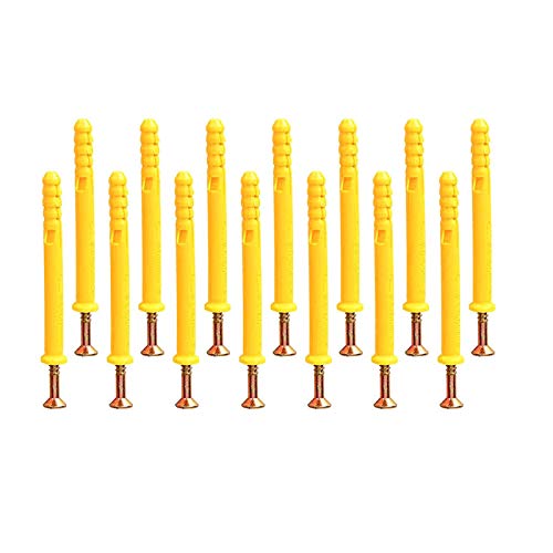 20 Set Screws and Anchors Set M4x60 Screw with 6x60 Plastic Expander Anchor Screw Hole Fillers and Screws Galvanized Plated for Drywall Hollow Wall Concrete Ceiling Tile Wood (Φ6-60mm,20set,M4 x 60) - size: Φ6-60mm