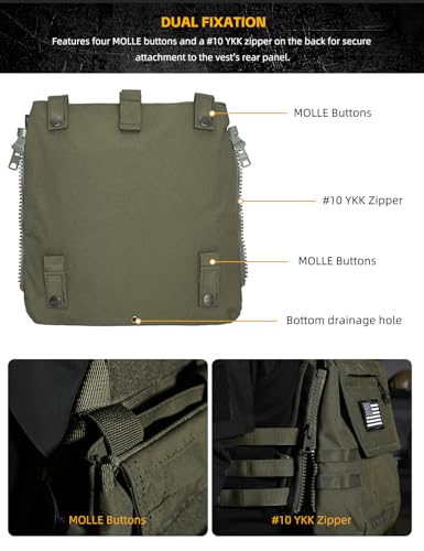 IDOGEAR Tactical Zip-on Panel Pouch Military Backpack Vest Accessory Bag for CPC AVS JPC2.0 - color: Ranger Green