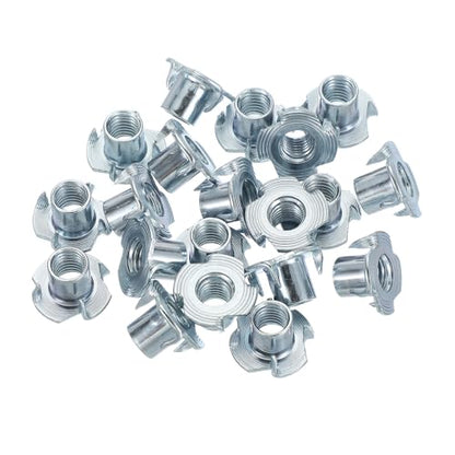 PATIKIL M10 T-Nuts, 20 Pcs Zinc Plated Steel 4-Pronged Tee Blind Nut 14 mm Length Four-jaw t Nuts Threaded Inserts Hardware for Wood Furniture Cabinetry Rock Climbing Holds - size: M10x14 mm