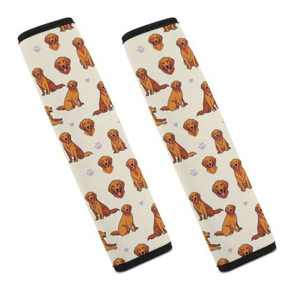 Universal Soft and Comfortable Seat Belt Shoulder Pad for Adult Use, Most Cars, 1 Pair Cute Golden Retriever Harness Pads Strap Anti-Slip Pad - color: Pattern 358