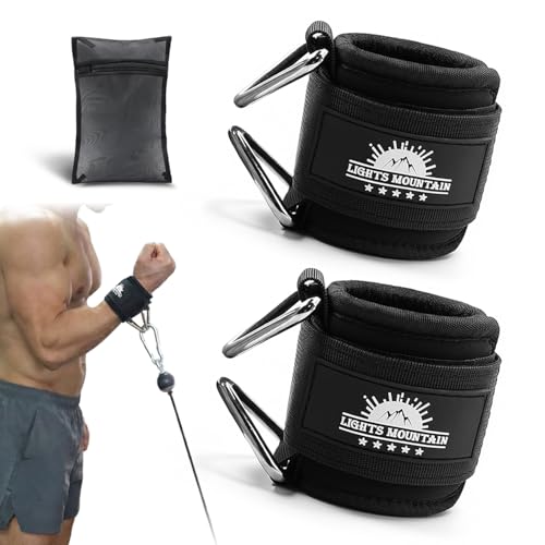 Wrist Cuffs for Cable Machines – Padded & Adjustable Straps for Lateral Raises, Tricep Pushdowns & Strength Training - color: Deep black, size: size M(5.5"-6.7")