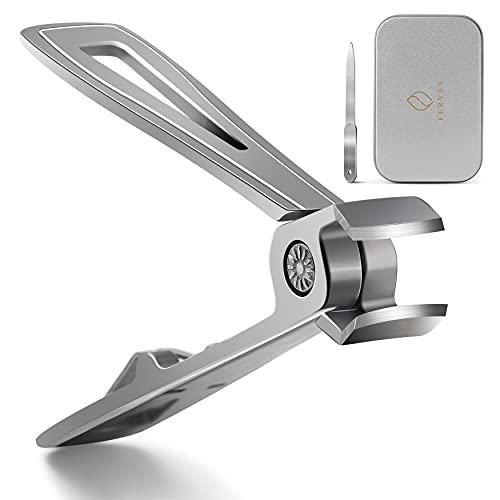 FERYES Nail Cutter Toenail Clippers for Thick Nails with Metal Nail File - 15mm Wide Jaw Nail Clipper for Tough Fingernails - Stainless Steel Nail Trimmers Fingernail Clipper for Seniors, Men & Women… - color: Gray