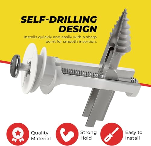 Heavy Duty Drywall Anchors and Screws Kit Including Toggle Anchors & Screws Durable Zinc Plastic Self Drilling Drywall Anchors for Hanging Pictures & More (5 Pack) - style: 5 Pack
