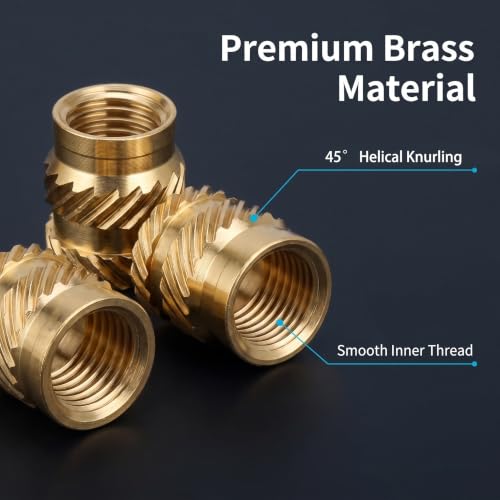 350Pcs Threaded Inserts, M2-M6 Heat Set Inserts for 3D Printing | Metric Brass Knurled Inserts Assortment Kit with M2 M3 M4 M5 M6 for Plastic, DIY Projects - size: M2-M6 Set（350pcs）