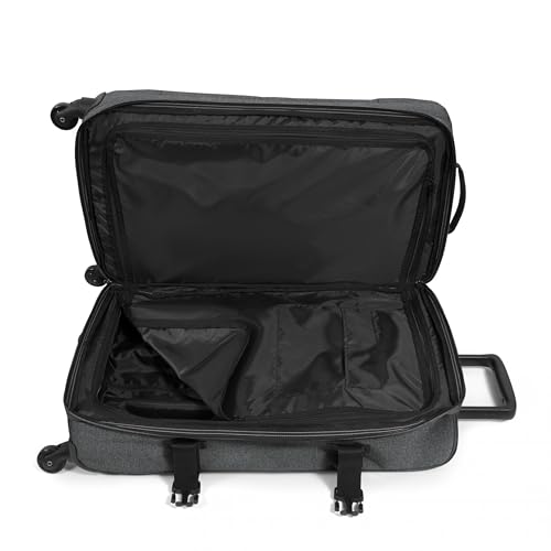 EASTPAK TRANS4 M – 68L Medium Checked Luggage Bag, Two Compartments, TSA Lock, 360° Spinner Wheels, and Telescopic Handle, Black Denim - color: Black Denim, size: 68 Liter Checked Bag