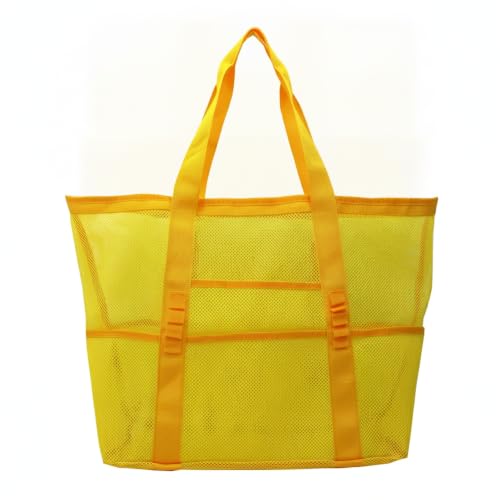 Mesh Drawstring Gym Bag, Breathable Nylon Storage for Wet Gear and Sports Equipment, 17 x 15 Inch (1 PC) - color: Yellow