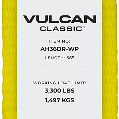 VULCAN Car Tie Down Axle Strap with Wear Pad - 2 Inch x 36 Inch - 4 Pack - Classic Yellow - 3,300 Pound Safe Working Load - size: 2" x 36" Classic Yellow (4 Pack)