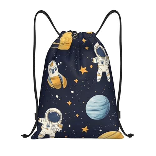 Drawstring Sports Backpacks - Lightweight Swim Gym Bags for Women Men String Sackpack for Beach Travel Yoga(Small, Starry Planet Astronauts) - color: Starry Planet Astronauts, size: Small