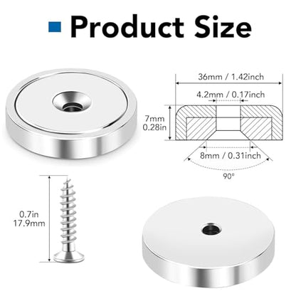 LOVIMAG Strong Neodymium Rare Earth Magnets, 150LBS-6 Pack | Heavy Duty Cup Magnet with Countersunk and Screws for Tool Room, Kitchen Doors, Wall Mounting, Office - size: 150lbs