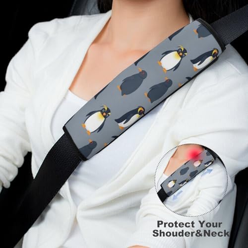 2PCS Watercolor Penguin Grey Car Seat Belt Pad Universal Soft and Comfortable Harness Pads Strap for Kids, Car Seats Pushchair Strollers High Chair Pushchair - color: Pattern 1159