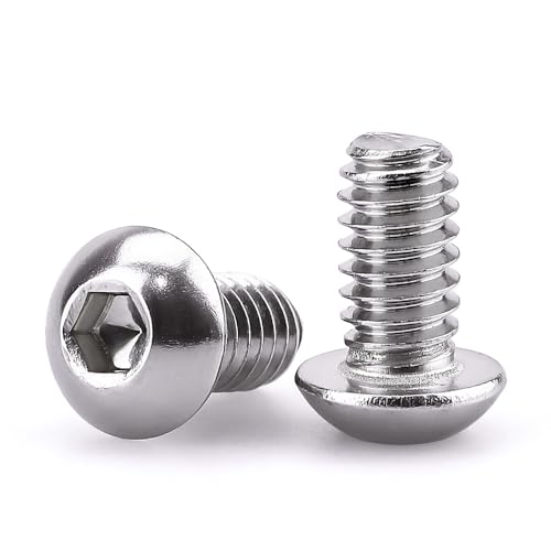 1/4-20 x 3/8" Button Head Socket Cap Bolts Screws, 304 Stainless Steel 18-8, Allen Hex Drive, Bright Finish, Fully Machine Thread, Pack of 50 - size: 1/4-20 x 3/8