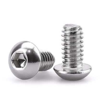 1/4-20 x 1/2" Button Head Socket Cap Bolts Screws, 304 Stainless Steel 18-8, Allen Hex Drive, Bright Finish, Fully Machine Thread, Pack of 50 - size: 1/4-20 x 1/2