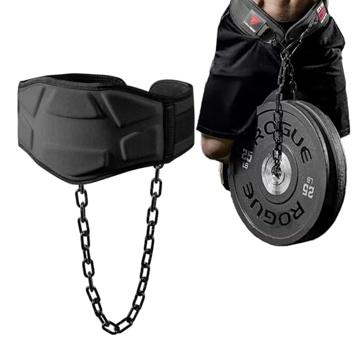 Heavy Duty Dip Belt With Chain - Weighted Pull Up Belt for Workout - color: black