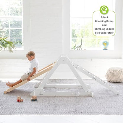 Little Partners Learn 'N Climb Foldable Wooden Climbing Triangle, Wood Climbing Gym for Toddlers, Triangle Climber for Skill-Building and Active Play, Soft White - color: Soft White