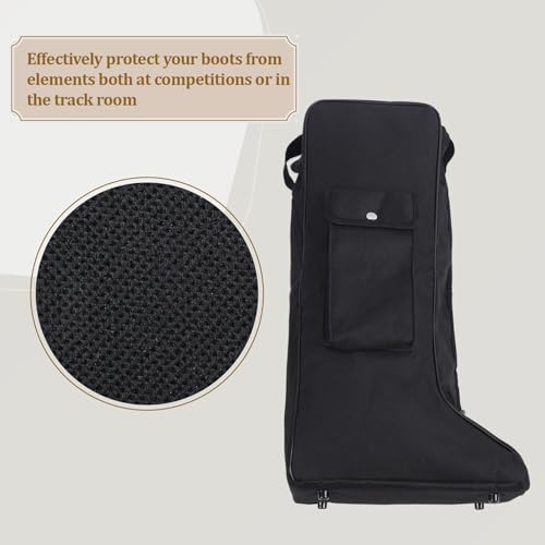 Portable Boot Bag, Horse Riding Tall Boot Bag with Handle, Equestrian Equipment Organizer with Sturdy Oxford Cloth and Leather Boot Carry Bag, Knight Boot Bag for Storage