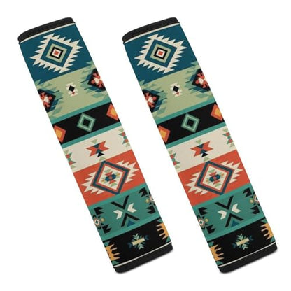 2 Pack Breathable Car Seat Belt Pad for Child, Stroller Pushchair High Chair, Southwest Native American Western Aztec Rustic Neck Strap Covers, Neck and Shoulder Support - color: Pattern 633