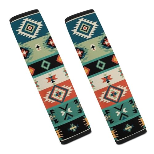 2 Pack Breathable Car Seat Belt Pad for Child, Stroller Pushchair High Chair, Southwest Native American Western Aztec Rustic Neck Strap Covers, Neck and Shoulder Support - color: Pattern 633