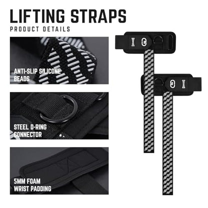 GOUNOD Lifting Wrist Straps with D Ring for Weightlifting & Gym – Heavy Duty Padded Wrist Support for Men & Women – Non-Slip Hand Grip Straps for Deadlifts, Pull Ups, Cable Machines & Bodybuilding