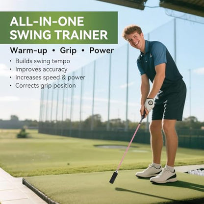 Golf Swing Trainer - Grip & Tempo Trainer with Click Stick | Click Feedback, Warm Up Training Aid, Speed Trainer, Rhythm & Wrist Angle Correction, Portable, For Beginners to Pros