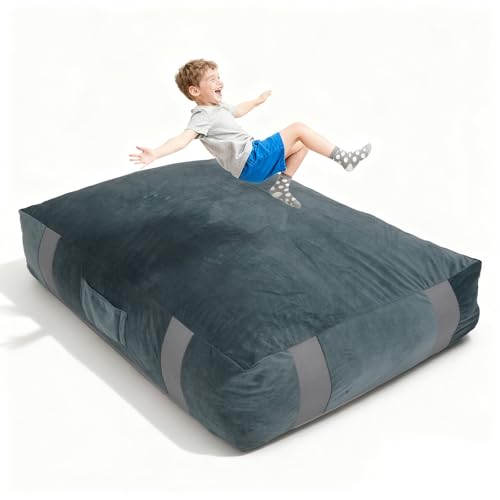 Crash Sensory Pad, 5‘x5‘, 4'x3' Pads for Kids Sensory with Extra 5cm EPE Mat for Enhanced Safety, Soft Foam Blocks with Washable Cover, Crash Mat for Autistic Children, Toddlers, Gymnastics & Therapy - color: Gray, size: 3'x4'