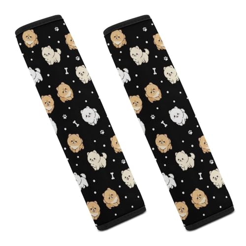 Universal Fit Seat Belt Cover for Adult Use, Stroller Pushchair High Chair, 2PCS Cute Puppy Pomeranian Harness Pads Strap Shock Absorption - color: Pattern 1166