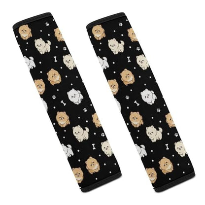 Universal Fit Seat Belt Cover for Adult Use, Stroller Pushchair High Chair, 2PCS Cute Puppy Pomeranian Harness Pads Strap Shock Absorption - color: Pattern 1166