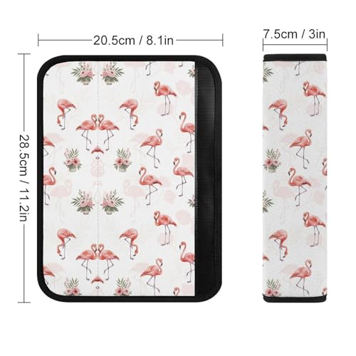 1 Pair Universal Fit Seat Belt Cover for Elderly Support, Most Cars, Pink Flamingo Lovers Seat Belt Cushion, Neck and Shoulder Support - color: Pattern 1274