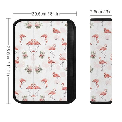 1 Pair Universal Fit Seat Belt Cover for Elderly Support, Most Cars, Pink Flamingo Lovers Seat Belt Cushion, Neck and Shoulder Support - color: Pattern 1274