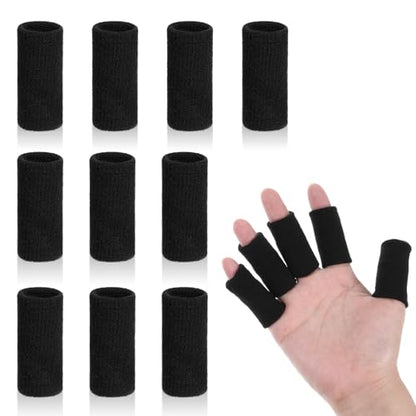 ElevateTech Finger Sleeves Protectors, 10 Pcs Finger Arthritis Sleeves Elastic Thumb Splint Brace Support Protector for Relieving Pain Breathable Fingers Tape for Basketball Golf Sports Aid Support