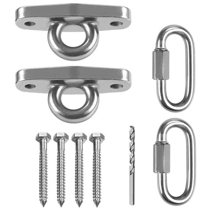 Of2 Heavy Swing Hangers Stainless Steel 304 Rust-Proof Playground Porch Yoga seat Hanger Swing Hammock Chair Suspension kit Indoor and Outdoor 2000 pounds Capacity 2 carabiners - color: Silver-2