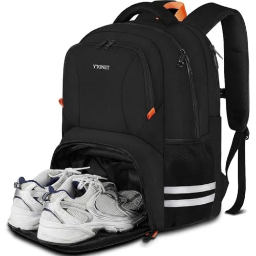 Ytonet Gym Backpack for Men Women, Travel Sports Bag with Shoe Compartment | Large Workout Laptop Backpack Water Resistant Fits 15.6-Inch Laptop for College Camping Black - color: Black, size: 15.6 inch