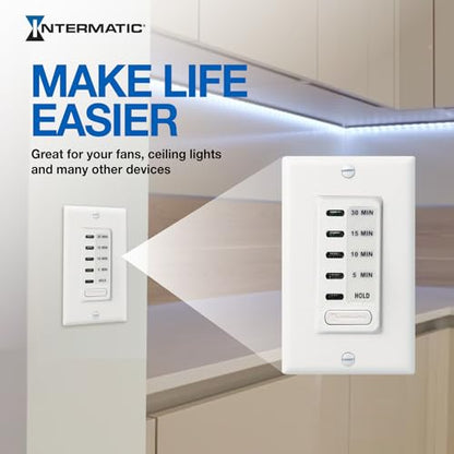 Intermatic EC200WK Electronic Countdown Timer - Efficient Control, Silent Operation, Versatile Applications - 5/10/15/30 Minute Countdown Timer
