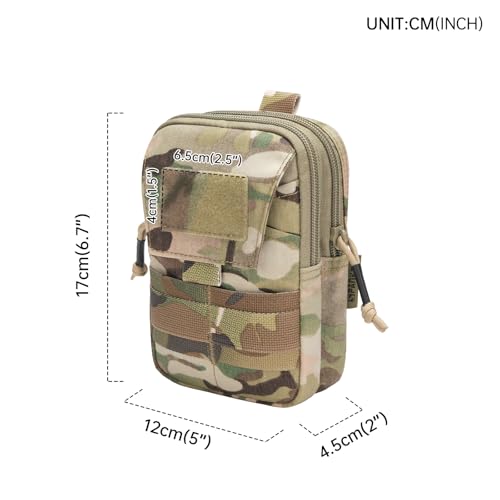 EXCELLENT ELITE SPANKER Tactical Molle EDC Pouch with Cellphone Pouch | Molle admin pouch,molle utility pouch,tool pouch,Organizer Nylon Belt Waist Bag - color: Multicam