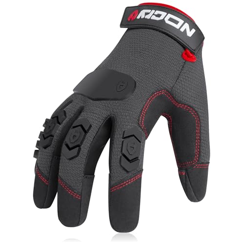 NoCry Heavy Duty Work Gloves for Men with Reinforced Palm and Non-Slip Grip | Reinforced Thumb Crotch, Double Stitched, Soft PVC Knuckle Protection, Flexible Fit, Padded Palms, Mechanic Safety Gloves - size: X-Large, style: Pro