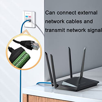4Pcs 1ft RJ45 Male to 8Pin Screw Terminal Adapter Extender Cable | 8 Pin Screw Terminal Design, 1 Foot Extender Cord, Compatible Cat5/5e/6 Cable, Solderless Design, CCTV DVR Network Connection - size: RJ45 Male Connector (4PCS)