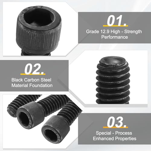 PATIKIL 3/8"-16 x 1-1/2 Socket Head Cap Screws Bolts, 10Pcs Carbon Steel Hex Head Metric Screws for Door Road Bicycle Mountain Bike Auto Ship Communication Equipment, Black - size: 3/8"-16 x 1-1/2
