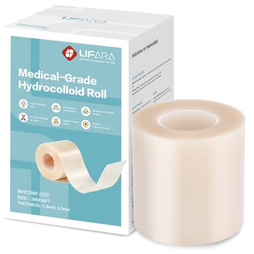 LIFARA Hydrocolloid Roll for Wound Care - Cut-to-Size, Extra Large Hydrocolloid Patch Bandages with Self-Adhesive, Waterproof, First Aid Kit Essential (3in*16ft, 11.8mils/ 0.3mm Thickness) - size: 3in*16ft, 11.8mil/ 0.3mm Thickness