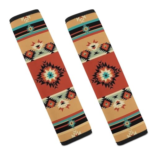 Universal Fit Aztec Colorful Geometric Stripes Southwestern Car Seat Belt Pad for Elderly Support, Stroller Pushchair High Chair, 1 Pair Shoulder Harness Cover Neck and Shoulder Support - color: Pattern 781