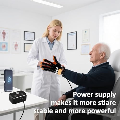 Rehabilitation Robot Gloves, Finger Exerciser for Stroke Recovery Hand Glove Equipment Hand Function Rehabilitation (Orange Left Hand S) - size: Left Hand S