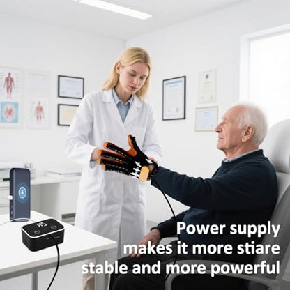 Rehabilitation Robot Gloves, Finger Exerciser for Stroke Recovery Hand Glove Equipment Hand Function Rehabilitation (Orange Left Hand 2X-Large) - size: Left Hand 2X-Large