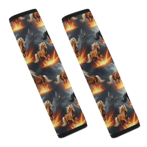 2PCS Horse Running Seat Belt Cover Soft Padded Neck Strap Covers for Kids, All Vehicles, Comfortable Driving - color: Pattern 812