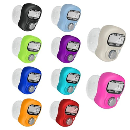 Electronic Finger Counter, Resettable Hand Tally, 5 Digit Number and LCD Electronic Digital Display, Handheld Clicker Counting - size: 10 Packs
