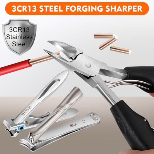 Toe Nail Clippers for Men, Toenail Clippers for Thick Nails for Seniors, German Ultra Sharp Stainless Steel Fingernail Clipper with Catcher, Heavy Duty Ingrown Nail Cutter Long Handle with Wide Jaw
