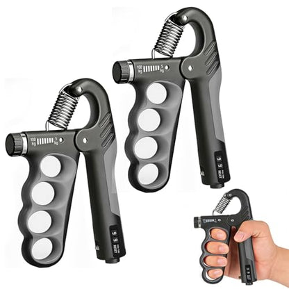 Hand Gripper Strengthener, 11-220LBs Adjustable Resistance Grip Strength Trainer with Counter, Forearm Exerciser for Injury Recovery and Muscle Building - color: Grey-2PCS