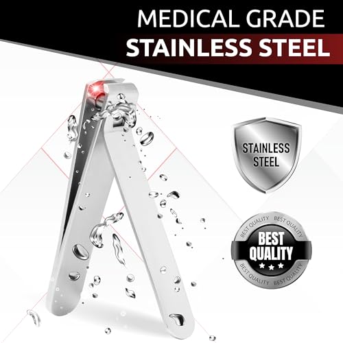 Nail Clipper Set for Men & Women – Stainless Steel Fingernail Clipper & Toe Nail Clippers with Curved & Straight Blades Toe Professional Nail Cutter Kit with Tin Case for Gift & Travel - color: Silver