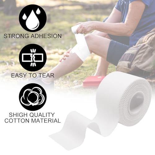 Athletic Sports Tape 1.5 Inch x 30ft, Elastic Athletic Wrist Ankle Tape Roll (2 Rolls, White, 1.5 Inch x 10 Yards) - color: White