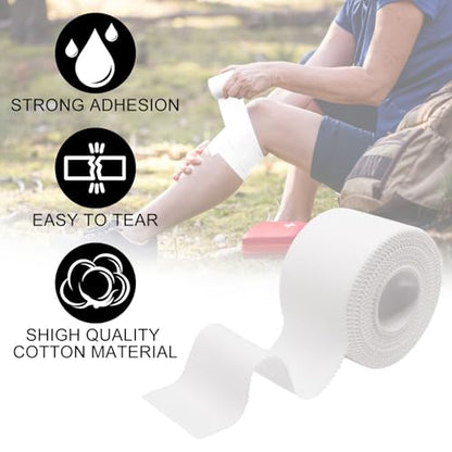Athletic Sports Tape 1.5 Inch x 30ft, Elastic Athletic Wrist Ankle Tape Roll (2 Rolls, White, 1.5 Inch x 10 Yards) - color: White