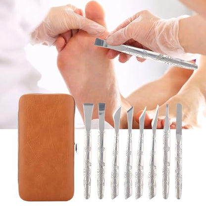8Pcs Ingrown Toenail Removal Kit, Stainless Steel Pedicure Kit, Pedicure Knife Dead Skin Removal, Ingrown Toenail Treatment Tool Set with A PU Leather Box