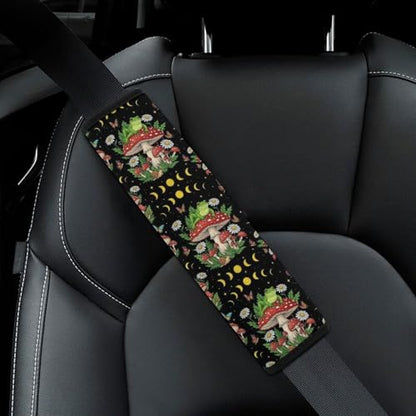 2 Pack Frog Trippy Mushroom Moon Phase Car Seat Straps Shoulder Pads Soft Padded Shoulder Harness Cover for Adult Use, Stroller Pushchair High Chair, Pressure Relief - color: Pattern 82